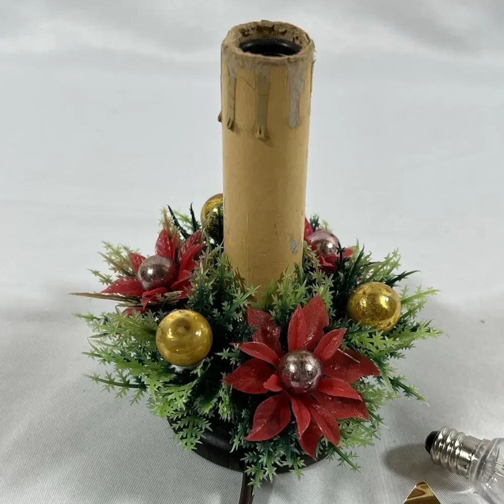 Vintage Electric Christmas Window Candle Lamp Light Mercury Glass Ring Reflector